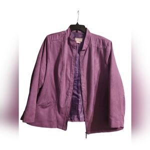 TANJAY Women's Purple Suede Jacket with Silver Studs | Size 18W